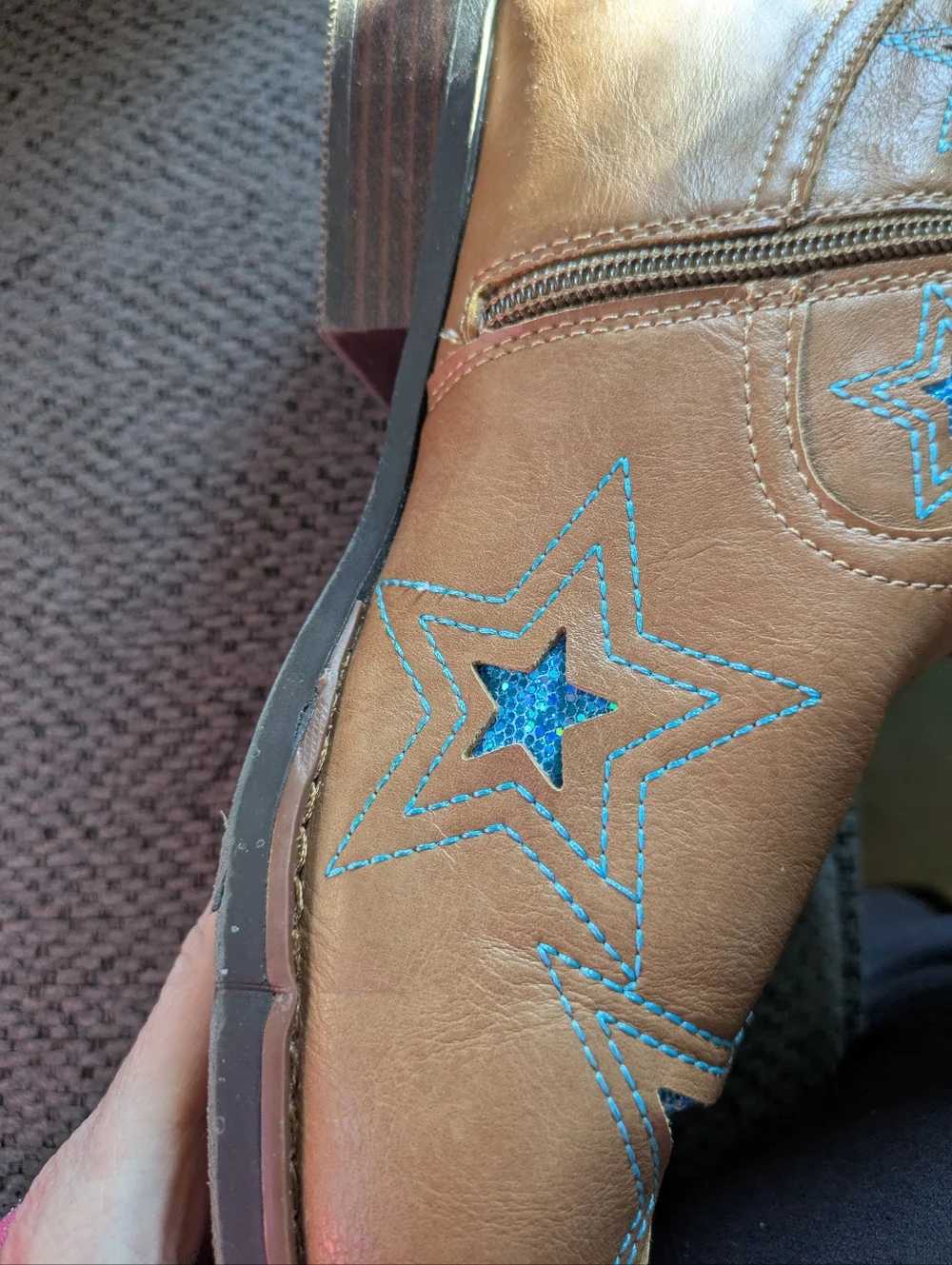 ⭐ Stellar Wonder Nation Blue Glitter Star Cowboy‎ Western Sequin Boots